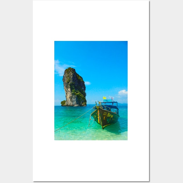 Karst Tower and Long-Tailed Boat, Railay Beach Wall Art by BrianPShaw